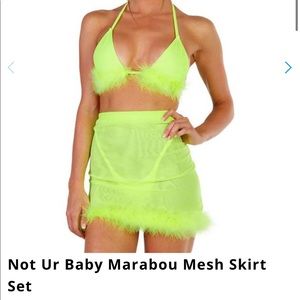 Iheartraves neon yellow/lime skirt set